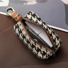 1pc Houndstooth Car Key Holder, Multi-Functional Large Capacity Waist Bag, Minimalist & Fashionable, Unisex, Suitable For Storing Lipstick, Keys, Coins, Bills, Bluetooth Earphones And Other Small Items, Great Gift For Valentine's Day, Mother's Day, Father's Day, Anniversary, Birthday And Other Gatherings - Brown - View 4