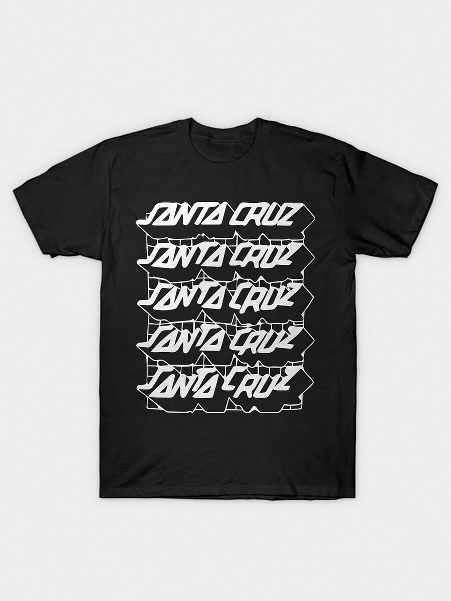 Grunge Faded Textured Stripe Print - Black - View 1