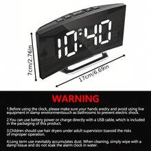 Electronic Alarm Clock Noiseless Design Digital LED Large Display Mirror Electronic Clock Digital Alarm Clock LED Mirror Clocks - Multicolor - View 5