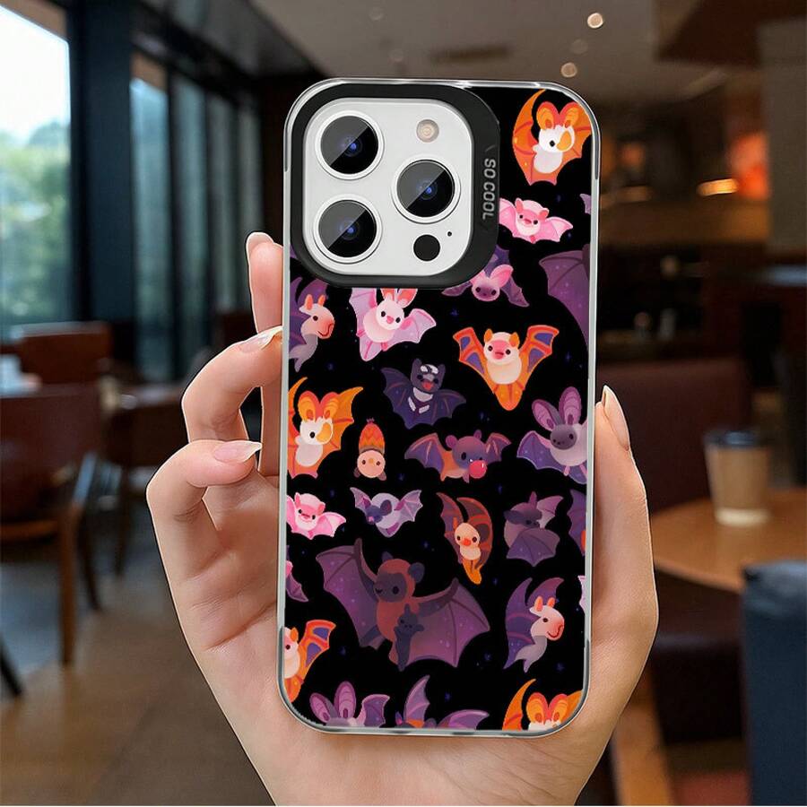Funda de Teléfono con Patrón de Murciélago de Dibujos Animados, Estilo INS Adorable y a Prueba de Golpes, Panel Trasero Mate Duradero y Antivibración, Adecuada para Transsion INFINIX TECNOSPARKGO GT10PRO HOT10 HOT30I 40I 50I NOTE12 30 40 SPARK10 ZERO30, Regalo Perfecto para Estudiantes y Amigos a la Moda - Mezcla de colores - Ver 1