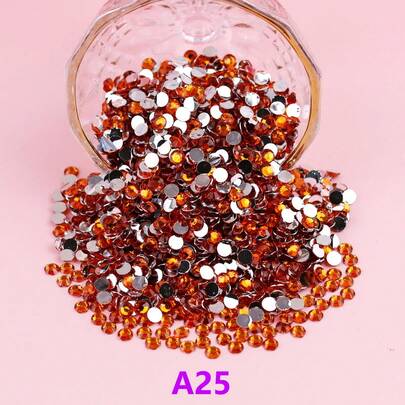 4MM 1000pcs/Bag Round Resin Non Hotfix Rhinestones Flat Back Plastic Glue On Crystal Nail Gems Strass Glitters Flatback For Nail Art,Clothing Dress,Crafts,Cups,Bag Decoration Beads Accessories