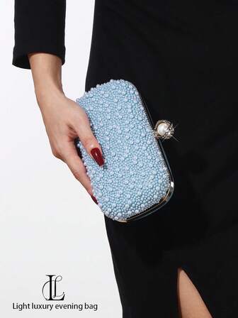 Vintage European Style Evening Clutch Bag, Elegant High-End Pearl Formal Handbag, Luxury Party Wedding Purse For Women