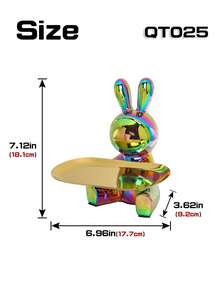 1pc Cute Cartoon Rabbit Ceramic Trinket Tray, Square Tray, Color Options: Colorful/Silver, Suitable For Bar Counter/Snack Candy Dish/Entryway Cabinet Decor, Storage Tray/Decorative Plate - Nhiều màu - Xem 3