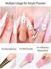 15g Acrylic Powder NailKit, Nal Acrylic Powder And Iquid Set, Crystal Liquid Set With Glitter 3D Nall Brush, Ink White Clear Nal Powder Kit, For Beginer Dl At Home With Acrylic Nail Brush - Multicolor - View 6