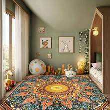 1pc Extra Large Bohemian Purple Mandala Area Rugs - Non-Slip Machine Washable Floor Rugs With Purple/Blue/Pink/Black/Teal Intricate Pattern, Durable Polyester & TPR Backing For Living Room, Bedroom, Home Decor - Kiểu 8 - Xem 2