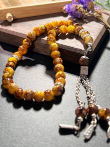 1串穆斯林33珠念珠，天然珠子串成，质地光滑，便携式手持祈祷念珠，伊斯兰宗教饰品 - 彩色 - 查看 4