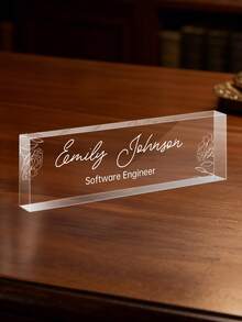 Placa de escritorio de acrílico personalizada con logotipo de la empresa - Placa decorativa de oficina personalizada, adecuada como regalo para el jefe o la empresa, bloque de vidrio acrílico transparente personalizado, regalo de oficina, regalo de agradecimiento para colegas, jefe, maestro/empleado, decoración de escritorio de oficina unisex, decoración de sala de estar - Multicolor - Ver 34