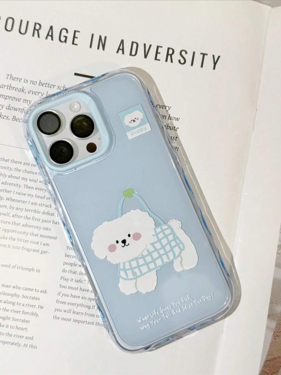 1pc Polka Dot Green Background Phone Case Compatible With IPhone 16 Pro Max, Compatible With Apple 15 New 16 Pro 14 Silicone 13 Super Popular 16 Anti-Drop Protective Cover 15 Pro Women - Baby Blue - View 1