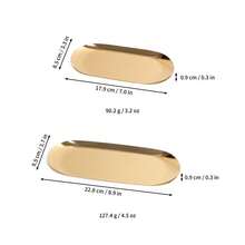 1pc Stainless Steel Jewelry Tray, Decorative Vanity Tray, Makeup Organizer, Bathroom Tray, Small Storage Tray, Luxury Gold,Makeup Bag,Travel Essential - Gold - View 2