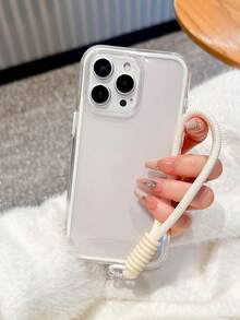 Ốp điện thoại 2 trong 1 chống sốc & chống rơi, thiết kế tối giản, trong suốt, màu trơn, kèm dây đeo cổ tay, tương thích với iPhone 11, 12, 12 Pro, 12 Pro Max, 13, 14, 13 Pro Max, 14 Pro Max, 15 Pro, 15 Pro Max, 16, 16 Pro, 16 Plus, 16 Pro Max, 17, 17 Pro, 17 Air, 17 Pro Max - trắng - Xem 4