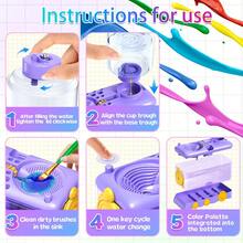 1个画笔清洁器，包含画笔清洁器、画笔筒和收纳盒，多种颜色可选，画笔架（不含画笔），画笔架，画笔架，画笔收纳架，笔筒 - 彩色 - 查看 5