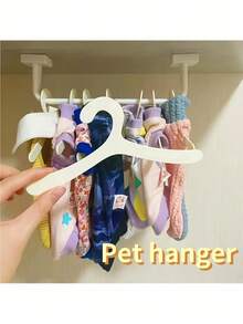 20pcs Pet Clothes Hangers, Invisible Clothing Racks, Suitable For Dogs And Cats, Valentine's Day, Wedding, Birthday Gifts, Pet Apparel Hangers, Mini Hangers, Puppy & Kitten Clothing Racks, Plastic Pet Hangers, Small Dog Clothes Hangers, Pet/Cat - White - View 1
