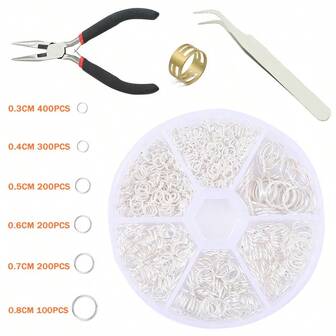 1 Set de 6 tamaños surtidos de anillos de salto abiertos de 3mm a 8mm, accesorios y herramientas para hacer joyas DIY, accesorios y herramientas