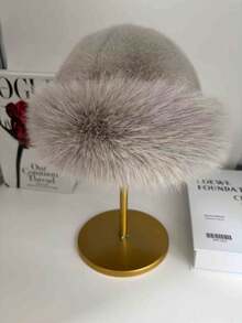 1pc Women's Fluffy Bucket Hat, Thickened Warm & Soft, Korean Style, Winter