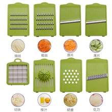 12 Piezas Cortador de verduras y frutas multifuncional rallador pelador picadoriuego de cocina - Verde - Ver 8