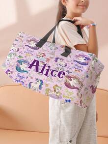 1 Stück personalisierter Namens-Muster Reisekoffer, kann nach Ihrem individuellen Design angepasst werden, geeignet für Kinder und Jugendliche, Mädchen- oder Jungen-Namen für Reise-Gepäck drucken, unverzichtbares Reiseutensil