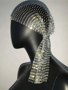 女士金色水钻渔网头巾，个性化发饰，适合日常佩戴、跳舞、婚礼、派对、活动、情人节等场合，也可作睡帽使用。 - 彩色 - 查看 31