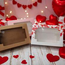5个装情人节糖果盒，心形饼干盒带透明窗口，尺寸20*13.5*5厘米，也可作情人节面包盒、心形礼品盒、糖果心形容器，适合情人节派对，4种款式可选 - 紙本 - 查看 6