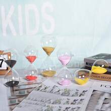 1个5/10/15/30分钟计时器，透明玻璃材质，多种颜色沙子可选，桌面装饰，适用于客厅、卧室、书房和办公室。可用于瑜伽、冥想、学习。家居装饰。卧室装饰。生日礼物。厨房装饰。情人节礼物。