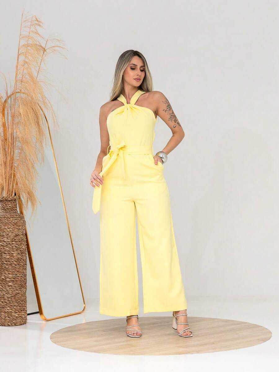 Tailored Jumpsuit With Zipper M3094 - Amarillo - Ver 1