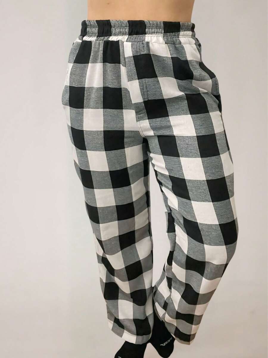 Women's Plaid Sleep Pants - màu đen - Xem 1