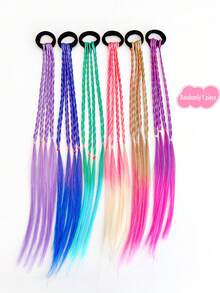 6件套彩色编织发饰套装，包含女士假发、甜美钩编发圈和发绳、波西米亚风手工编织发带，适合日常佩戴和特殊场合，也是一份贴心的礼物。 - 彩色 - 查看 7