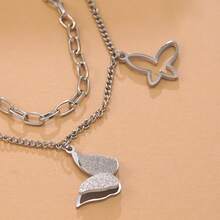 VceTd 1pc Fashionable Naturalistic Butterfly Shaped Stainless Steel Pendant Bracelet, Suitable For Women's Daily Wear Or As A Gift For Friends