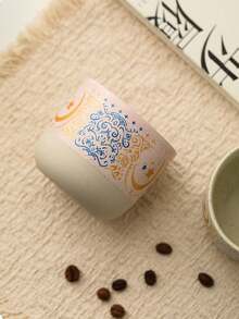 1pc Vintage Star & Moon Ceramic Coffee Mug, Retro Coarse Pottery Star & Moon Ceramic Tea Cup, Water Cup, Kung Fu Tea Cup, Black Tea Cup, Ceramic Handled Cup, Ceramic Cup, Breakfast Cup, Milk & Juice Cup, Gift Mug