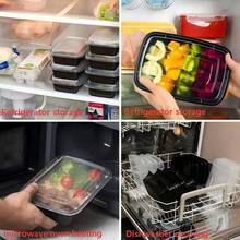 50-Pack 38oz Black Rectangular Food Storage Containers With Lids: Disposable Plastic Lunch Boxes, Stackable & Leak-Proof, Microwave/Dishwasher Friendly – Perfect For Kitchen Storage, Camping & Holiday Parties (50 Boxes + 50 Lids) - Black - View 5