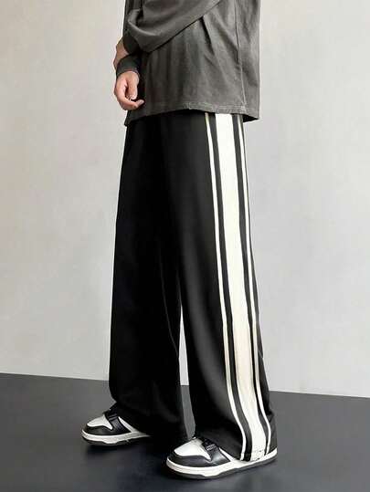 1pc Boys/Teens Comfortable Casual Loose Fit Side Stripe Sweatpants, Versatile & Fashionable