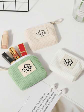 Mini Cute Coin Purse, Cartoon Flower Print, Mini Wallet, Pocket Wallet, Simple And Stylish Stand, Portable Lipstick/Cosmetic Pouch, Earphone Cable Organizer, Birthday Gift, Anniversary Gift