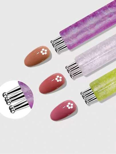 1pc Nail Art Pen, Acrylic Stick, Multiple Colors Available, Flower Petal Pattern, DIY Style