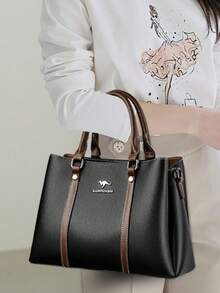 女士真皮柔软PU手提包 复古单肩托特包 奢华设计师款女士大容量钱包包 A Main