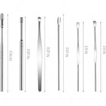 6pcs Spring Earwax Cleaner Tool Set - Spiral Design Stainless Steel Ear Picks ,Stainless Steel Ear Pick Set With Keychain Box,Ear Wax Removal Kit For Ear Adult… - Thép không gỉ A màu trắng bạc - Xem 2