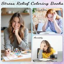 8.5*10in Adult Coloring Book For Relaxation, 2 Pack Adult Spiral Bound Coloring Books With Inspirational Quotes, Mindfulness Stress Relief Patterns For Adults, Teens, Ideal Gift - ColorC - 查看 6