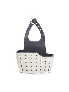 1pc Double-Layer Kitchen Storage Basket, Adjustable Sink Hanging Rack, Silicone Drain Basket For Taps, No-Drill Bathroom Shelf, Storage Box With Rapid Drainage System, Suitable For Storing Sponges, Soap, Cloths, Brushes And Other Kitchen Accessories/Kitchen /Bathroom /Kitchen/Storage