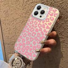 1 funda elegante para teléfono, no incluye cordón ni soporte. 1 funda para teléfono con diseño de corazón de leopardo rosa, compatible con Phone 17ProMax 16 15 14 13 12 11ProMax Pro Xs XS X 7plus 8plus. Silicona a prueba de golpes, estilo vintage femenino, linda y a la moda. Se puede regalar a amigos o a un ser querido. - Plateado - Ver 10