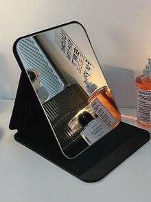 1pc Portable Double-Sided Square Makeup Mirror, Best Gift For Sisters, Aunts, Mothers, Suitable For Birthday, Holiday, Party, Wedding, Compact And Portable, Can Be Used As Pocket Mirror Or Home Decor In Living Room, Bedroom, Bathroom - Black - View 2