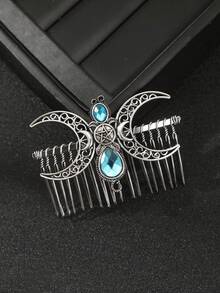 1pc Vintage Viking Celtic Hair Comb - Exquisite Moon Star Shaped Hair Clips - Mystical Fairy Hair Jewelry For Girls, Hair Accessory Gift Combs For Hair Side Comb, Wedding, Hair Accessories