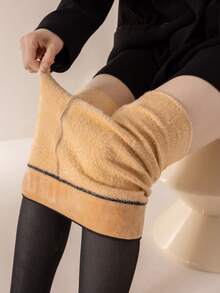 1 Pair 200g Women's Black Thigh High Socks, Breathable Thick Thermal Lined Tights, Single Crotch T-Shaped Women's Warm Outer Wear Pantyhose, Black, Suitable For Business Office, Sexy Innocent Mature, Nightclub Style, Winter Warm Socks, Thermal Lined Leggings - Black - View 6