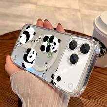 Cute cartoon rabbit phone case For  galaxy A14 A15 A16 A23 A25 A26 A32 A33 A34 A35 A36 A42 A52 A53 A54 A55 A56 A72 A73 5G S21 S22 S23 S24 Plus Ultra S21 S23 S24 FE S25 edge Luxury fashionable acrylic magnetic wireless charging hard case cover - ykl panda Transparansi74LR - Ver 3