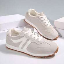 Women's Round Toe Casual Canvas Sneakers With Lace-Up And Frayed Design, 2026 Spring/Autumn New Campus Style For Daily Wear, Home, Commute, Work, All Season, PVC Lightweight & Breathable Sole - Xám - Xem 6