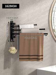 旋转式毛巾架，壁挂式，无需钻孔，多功能挂杆带挂钩，可选3/4/5杆，适用于浴室和厨房，可作毛巾架、抹布架、多功能浴室收纳架 - 黑色 - 查看 14