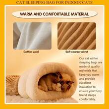 Sleeping Bag, Cueva para Gatos, Camita para Gatos, Bolsa De Dormir para Gato Interior Lavable, Saco De Dormir para Gatos para Mascotas, Almohadilla para Calentar Camas para Perritos (Marrón,) - 1 - Ver 9