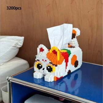 3200pcs Cat Tissue Box Building Blocks Toy, Multifunctional Blocks, Both Decorative Item And Tissue Box, 3D Puzzle Building Blocks Decor, Ideal Gift For Thanksgiving, Christmas, Halloween And Birthday