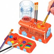 1个画笔清洁器，包含画笔清洁器、画笔筒和收纳盒，多种颜色可选，画笔架（不含画笔），画笔架，画笔架，画笔收纳架，笔筒 - 彩色 - 查看 6