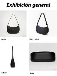 Bolso bandolera tipo axila para mujer, diseño media luna con correa ajustable y amplio espacio interior, estilo minimalista retro adecuado para compras, trabajo, universidad y salidas, regalo perfecto de San Valentín y Navidad, cómodo y ligero para uso diario. - Negro - Ver 5