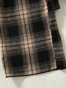 Girls Casual Plaid Pattern Elastic Waist Pants, Suitable For Spring And Autumn - Khaki - View 6