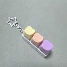 1个心形开关测试器钥匙扣 - 带键盘按钮的按压式指尖玩具，情人节减压感官钥匙扣 - 彩色 - 查看 9