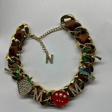 1pc Oversized Metal Pendant Necklace With Rhinestones, Chunky CCB Chain, Suitable For Women, Fashionable Streetwear - Multicolor - View 3